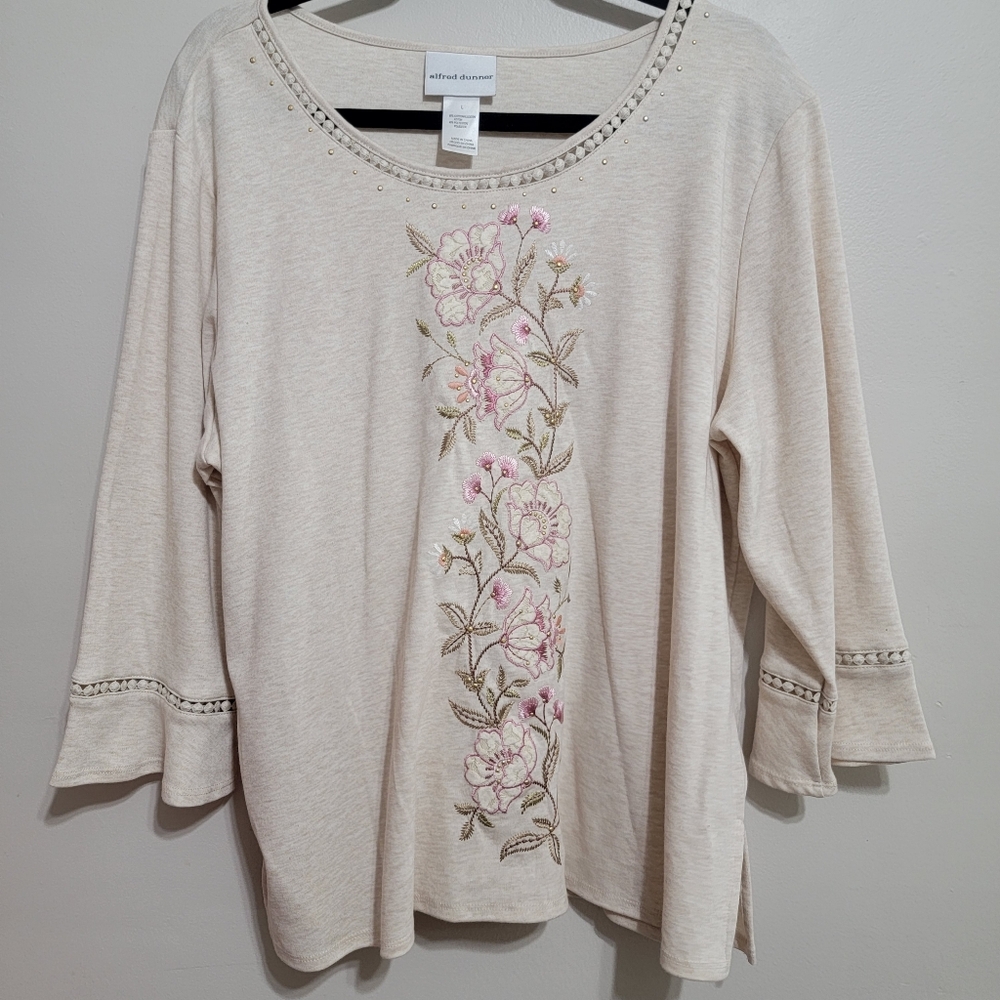 Alfred Dunner Telluride Womens Round Neck 3/4 Sleeve T-Shirt Size Large - Picture 3 of 8